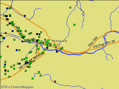 Missoula, Montana environmental map by EPA