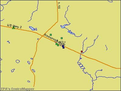 Shelby, Montana environmental map by EPA