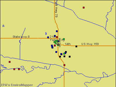 Falls City, Nebraska environmental map by EPA