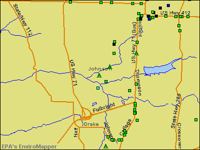 Johnson, Arkansas environmental map by EPA