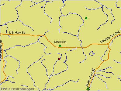 Lincoln, Arkansas environmental map by EPA