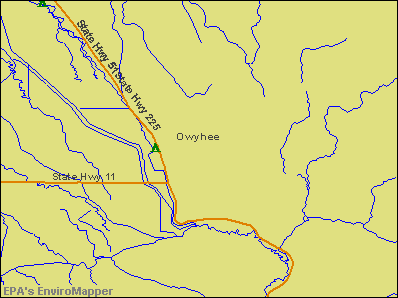 Owyhee, Nevada environmental map by EPA