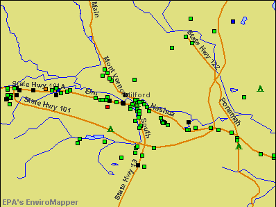 Milford, New Hampshire environmental map by EPA
