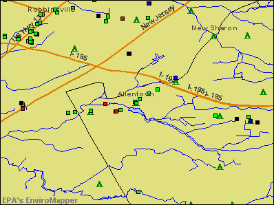 Allentown, New Jersey environmental map by EPA