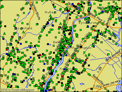 Belleville, New Jersey environmental map by EPA