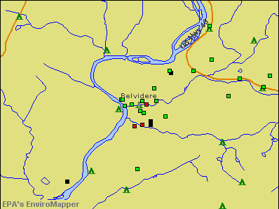 Belvidere, New Jersey environmental map by EPA