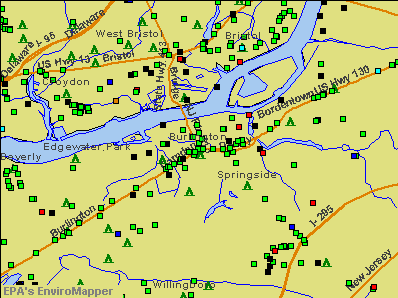 Burlington, New Jersey environmental map by EPA