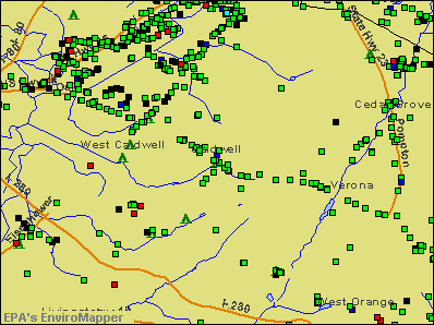 Caldwell, New Jersey environmental map by EPA