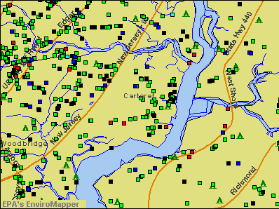 Carteret, New Jersey environmental map by EPA