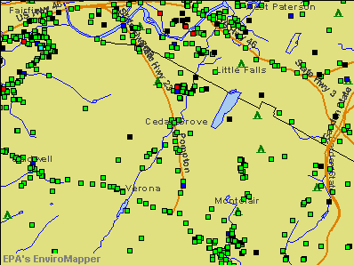 Cedar Grove, New Jersey environmental map by EPA