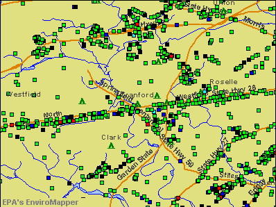 Cranford, New Jersey environmental map by EPA