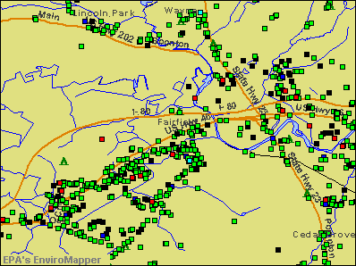 Fairfield, New Jersey environmental map by EPA