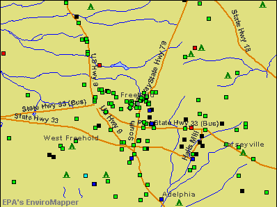 Freehold, New Jersey environmental map by EPA