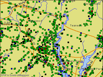 Hackensack, New Jersey environmental map by EPA