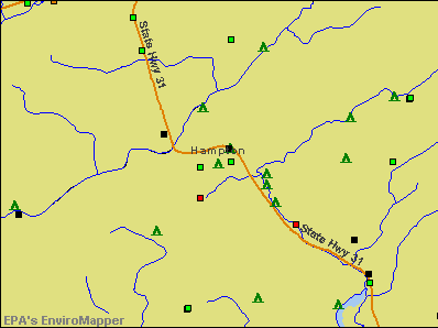 Hampton, New Jersey environmental map by EPA