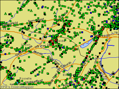 Hillside, New Jersey environmental map by EPA
