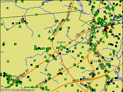 Iselin, New Jersey environmental map by EPA