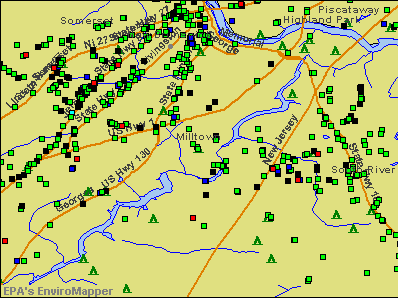 Milltown, New Jersey environmental map by EPA