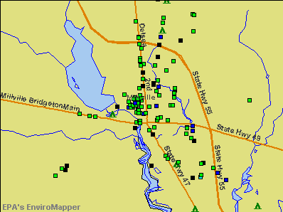 Millville, New Jersey environmental map by EPA