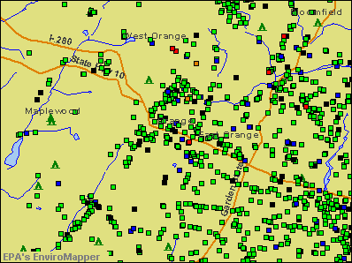 Orange, New Jersey environmental map by EPA