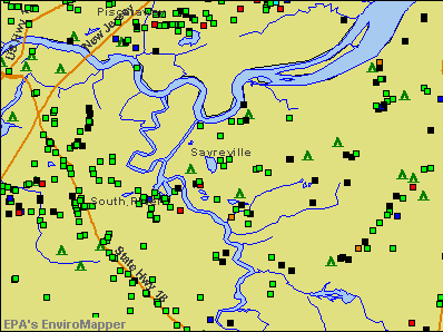 Sayreville, New Jersey environmental map by EPA
