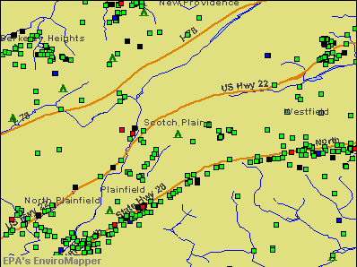 Scotch Plains, New Jersey environmental map by EPA