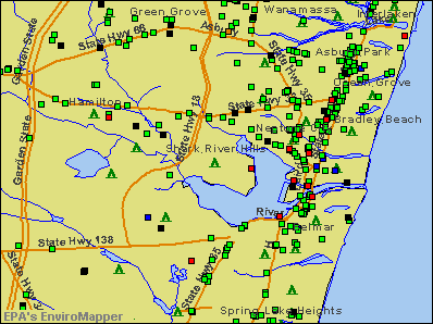 Shark River Hills, New Jersey environmental map by EPA
