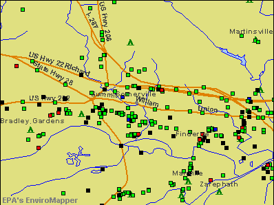 Somerville, New Jersey environmental map by EPA