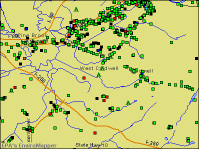 West Caldwell, New Jersey environmental map by EPA