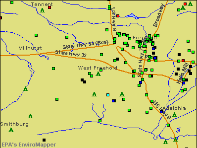 West Freehold, New Jersey environmental map by EPA