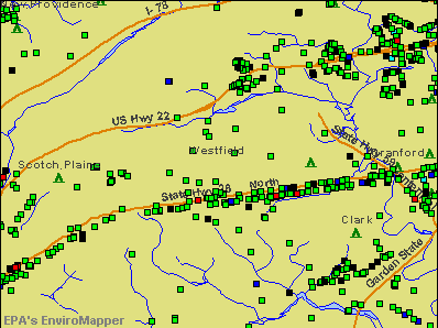 Westfield, New Jersey environmental map by EPA