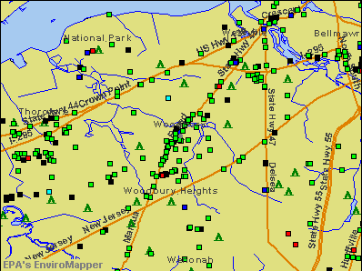 Woodbury, New Jersey environmental map by EPA