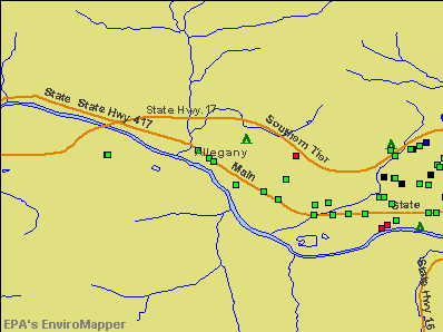 Allegany, New York environmental map by EPA