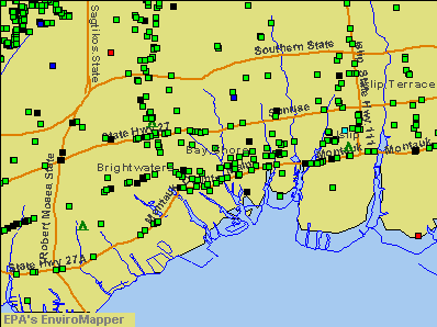 Bay Shore, New York environmental map by EPA