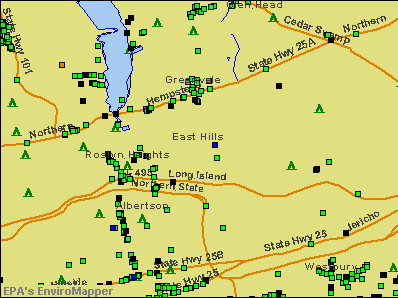 East Hills, New York environmental map by EPA