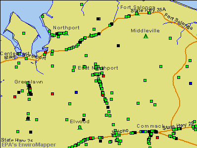 East Northport, New York environmental map by EPA