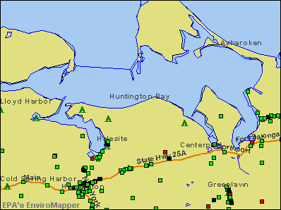 Huntington Bay, New York environmental map by EPA