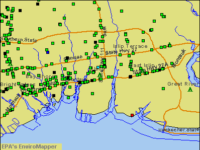 Islip, New York environmental map by EPA