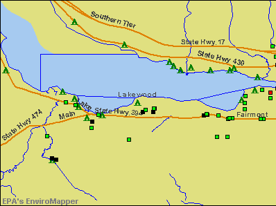 Lakewood, New York environmental map by EPA