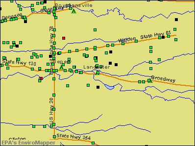 Lancaster, New York environmental map by EPA