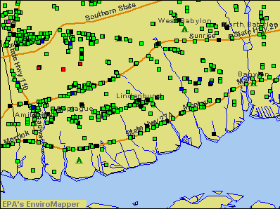 Lindenhurst, New York environmental map by EPA