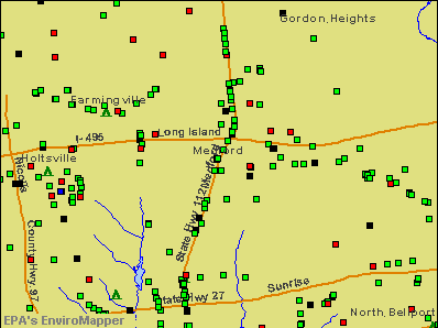 Medford, New York environmental map by EPA