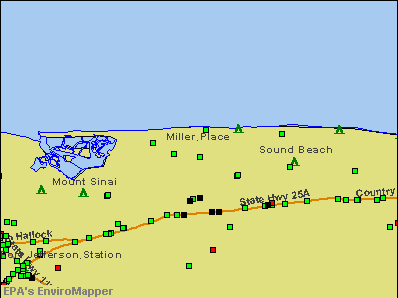 Miller Place, New York environmental map by EPA