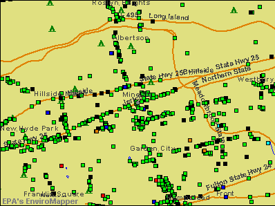 Mineola, New York environmental map by EPA