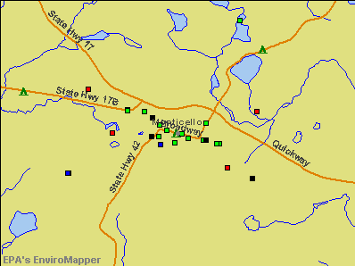 Monticello, New York environmental map by EPA