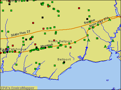 North Bellport, New York environmental map by EPA