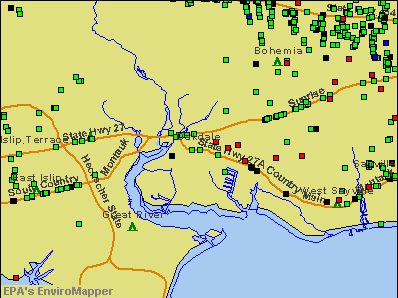 Oakdale, New York environmental map by EPA