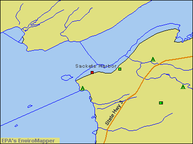 Sackets Harbor, New York environmental map by EPA