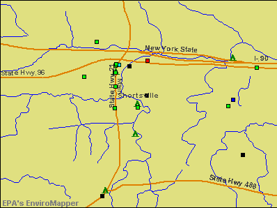 Shortsville, New York environmental map by EPA