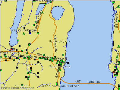 Upper Nyack, New York environmental map by EPA